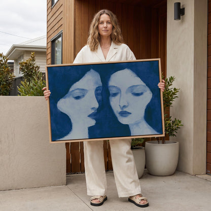Two Women Portrait Canvas Wall Art