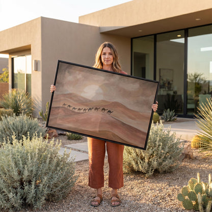 Desert Camel Caravan Canvas Wall Art