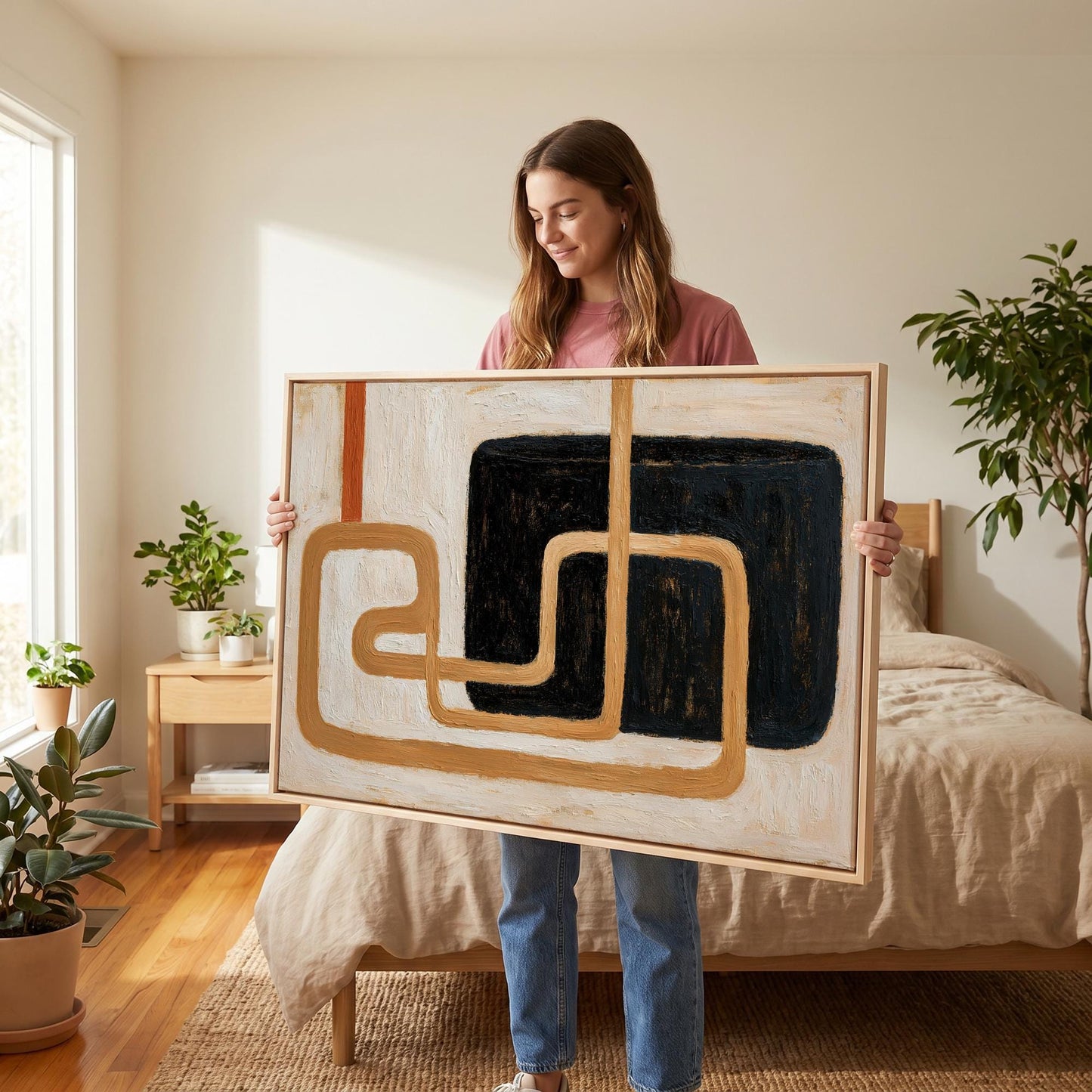 Abstract Geometric Lines Canvas Wall Art