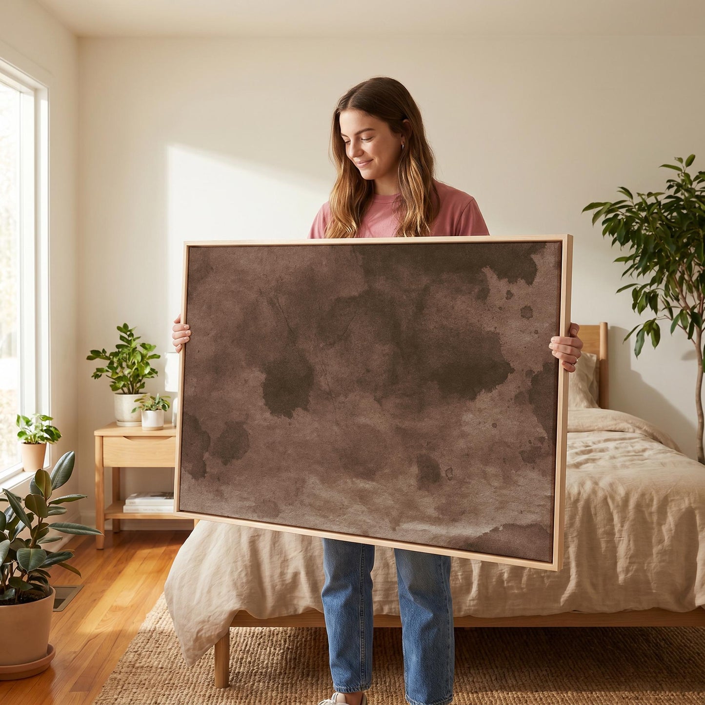 Brown Abstract Watercolor Canvas Wall Art