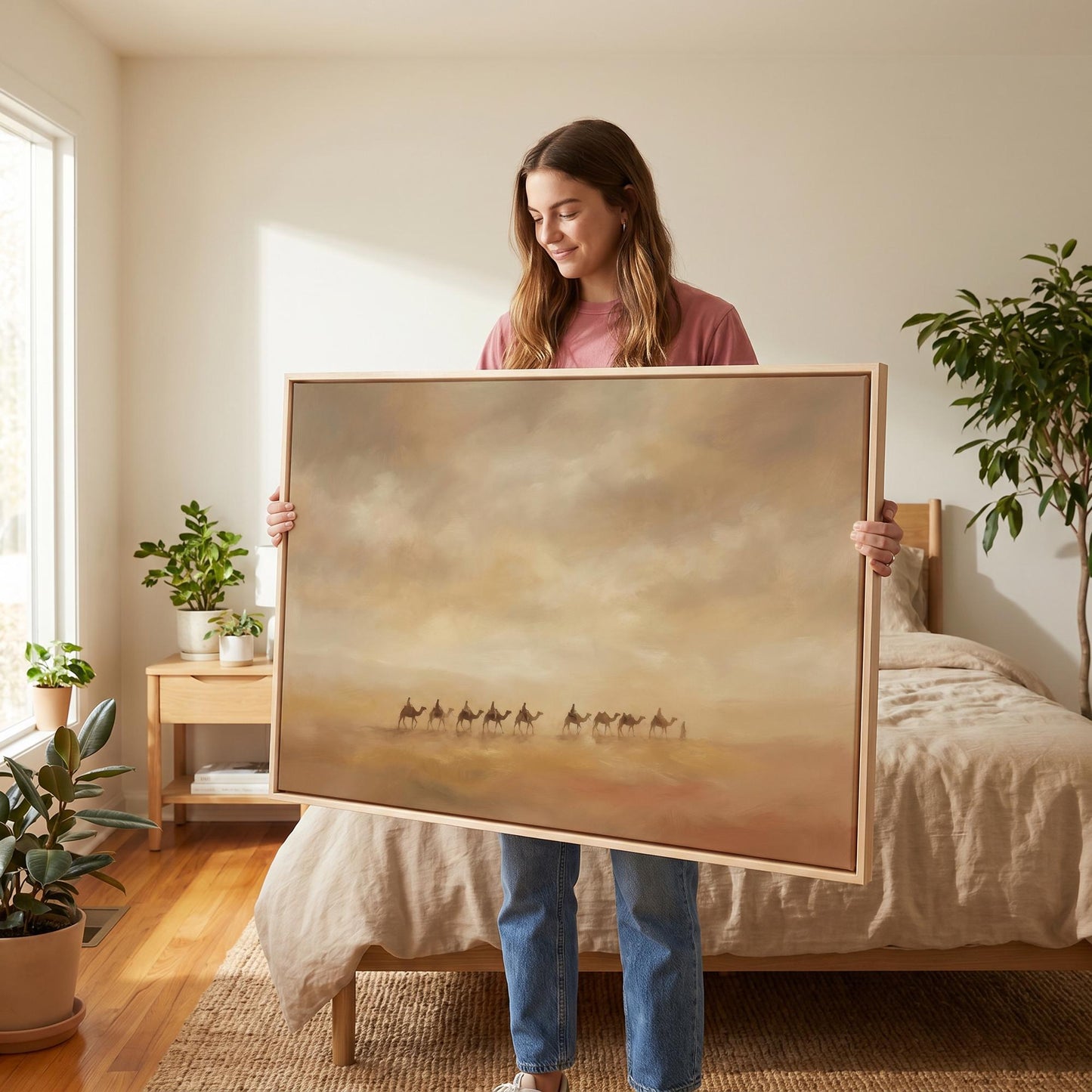 Desert Camel Caravan Canvas Wall Art