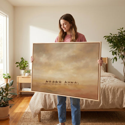 Desert Camel Caravan Canvas Wall Art