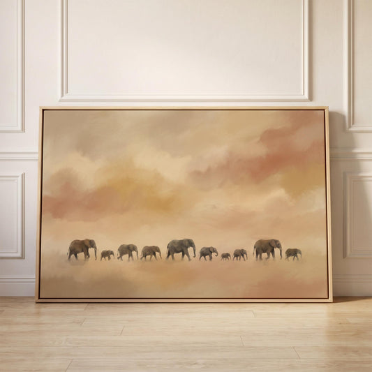 Elephant Herd Canvas Wall Art