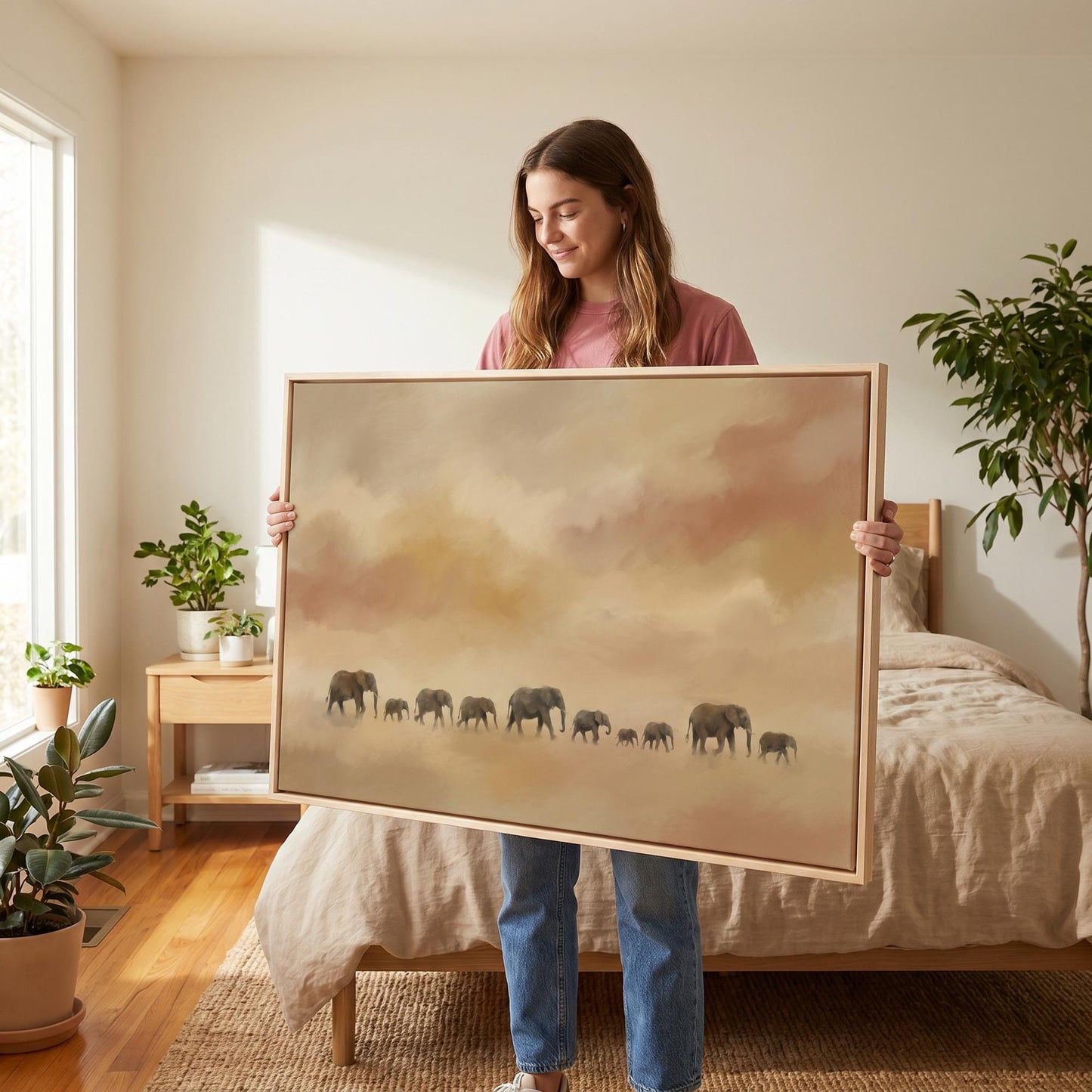 Elephant Herd Canvas Wall Art