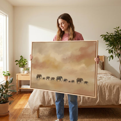 Elephant Herd Canvas Wall Art