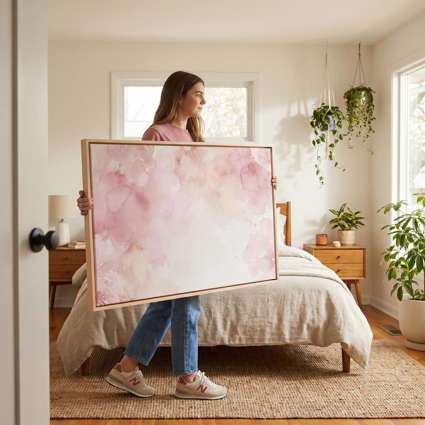 Pink Watercolor Abstract Canvas Wall Art