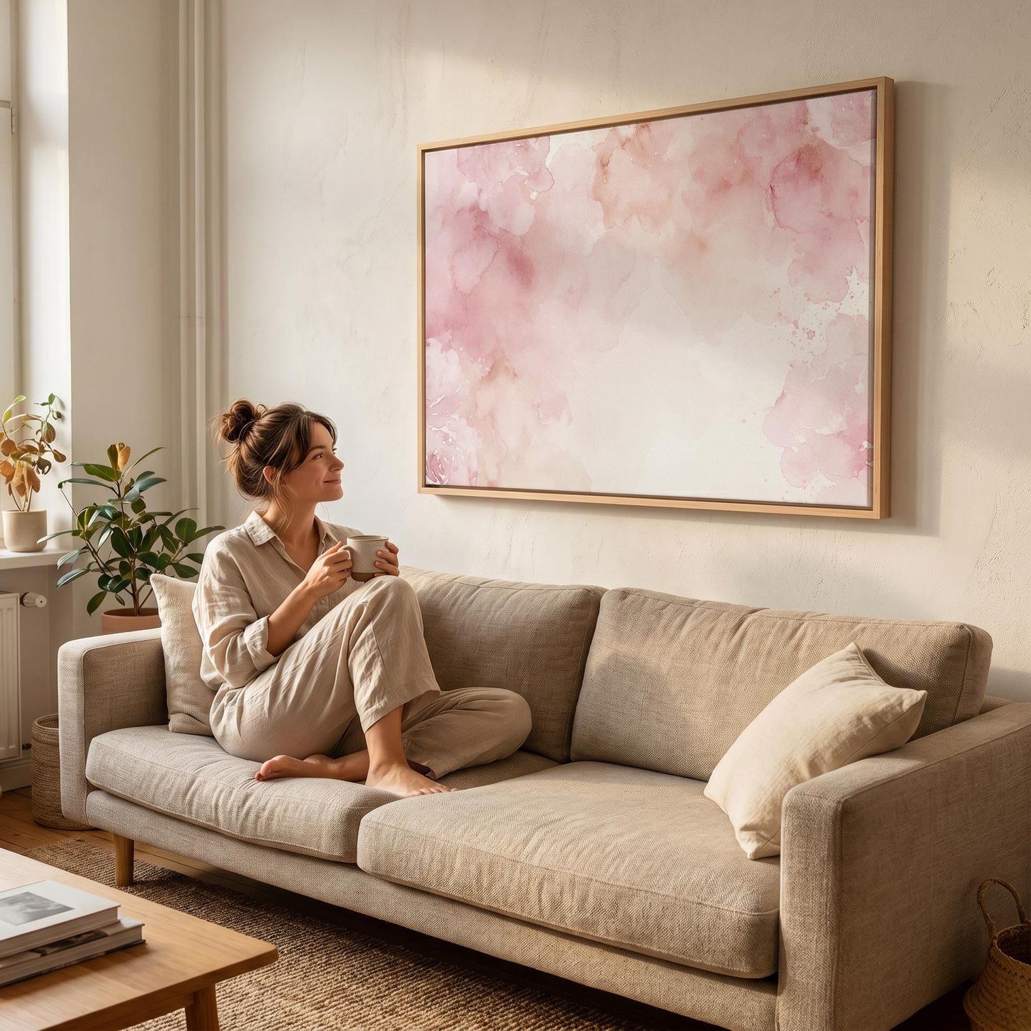 Pink Watercolor Abstract Canvas Wall Art