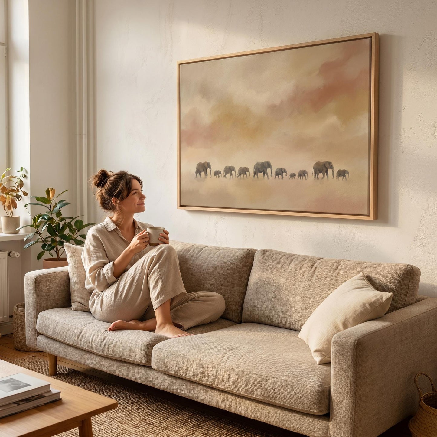 Elephant Herd Canvas Wall Art