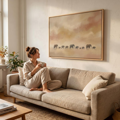 Elephant Herd Canvas Wall Art