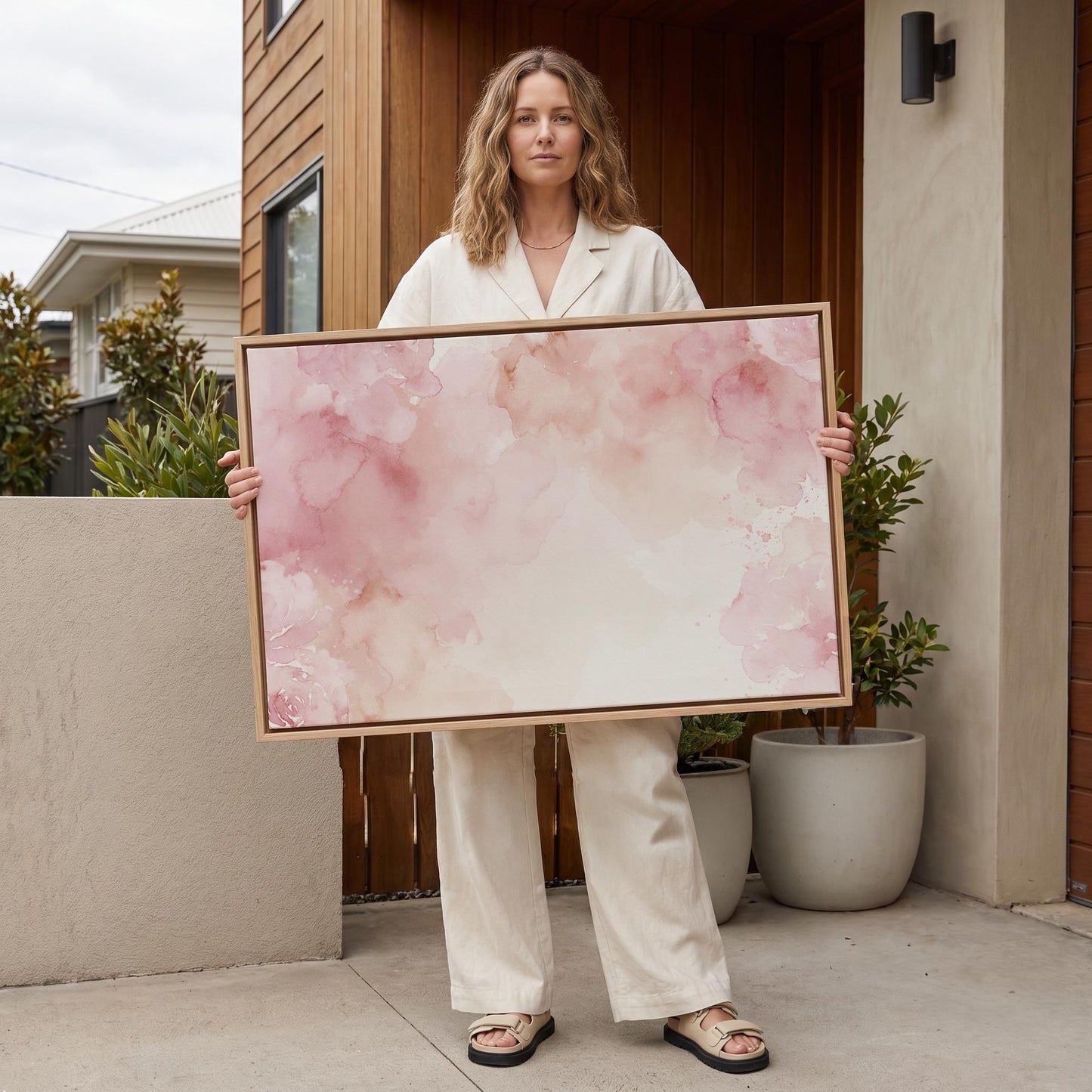 Pink Watercolor Abstract Canvas Wall Art