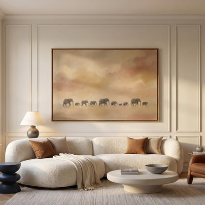 Elephant Herd Canvas Wall Art