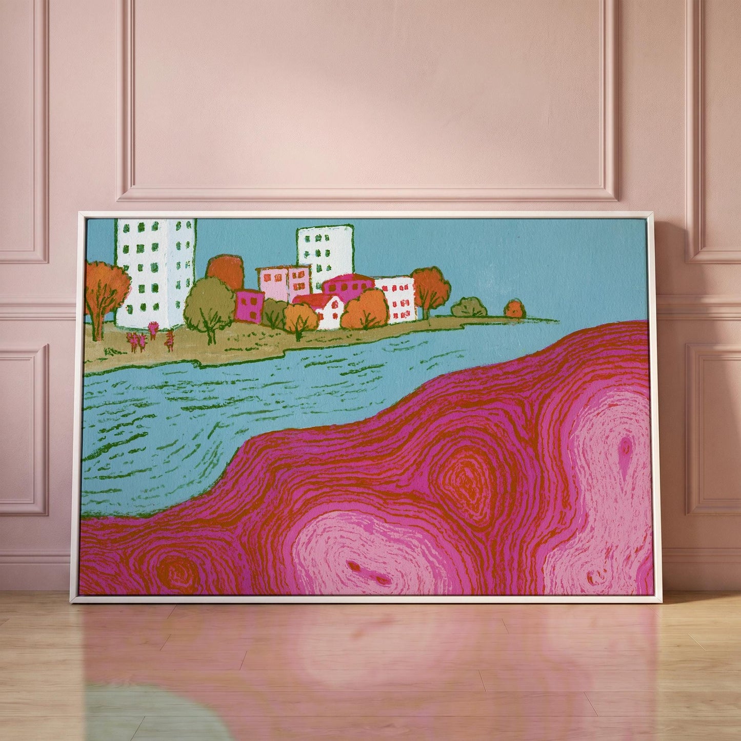 Cityscape River Canvas Wall Art