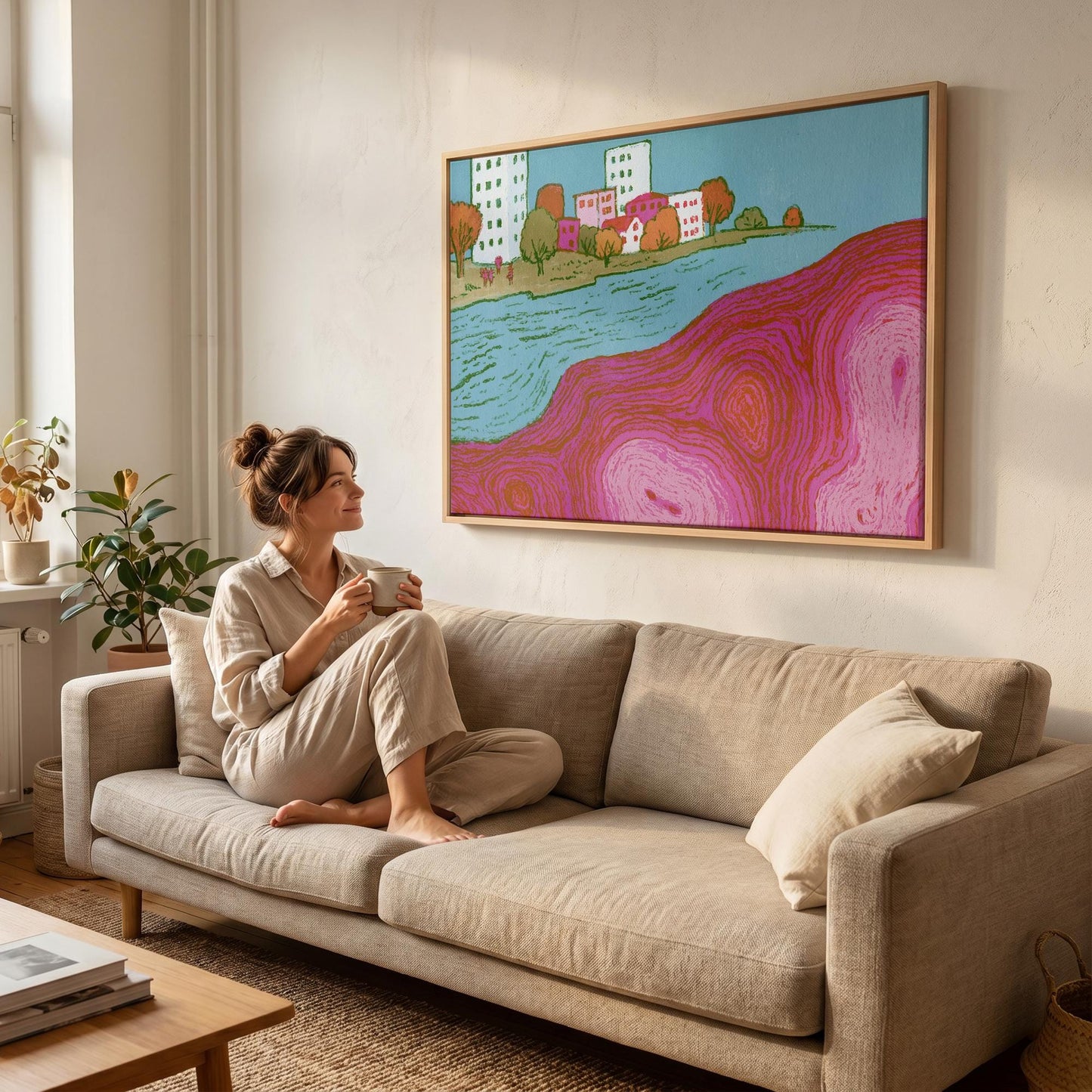 Cityscape River Canvas Wall Art