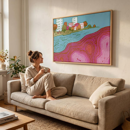 Cityscape River Canvas Wall Art