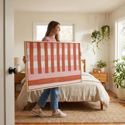 Gingham Stripe Canvas Wall Art
