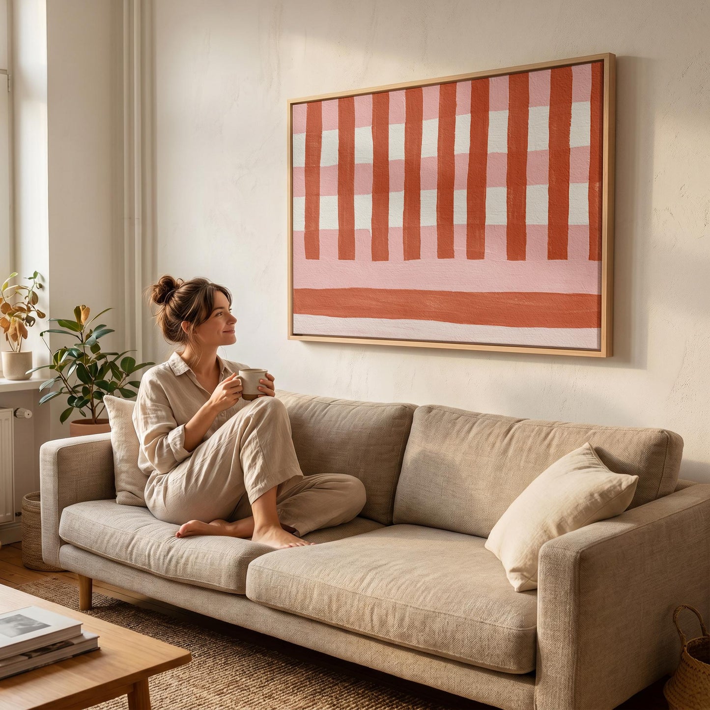 Gingham Stripe Canvas Wall Art