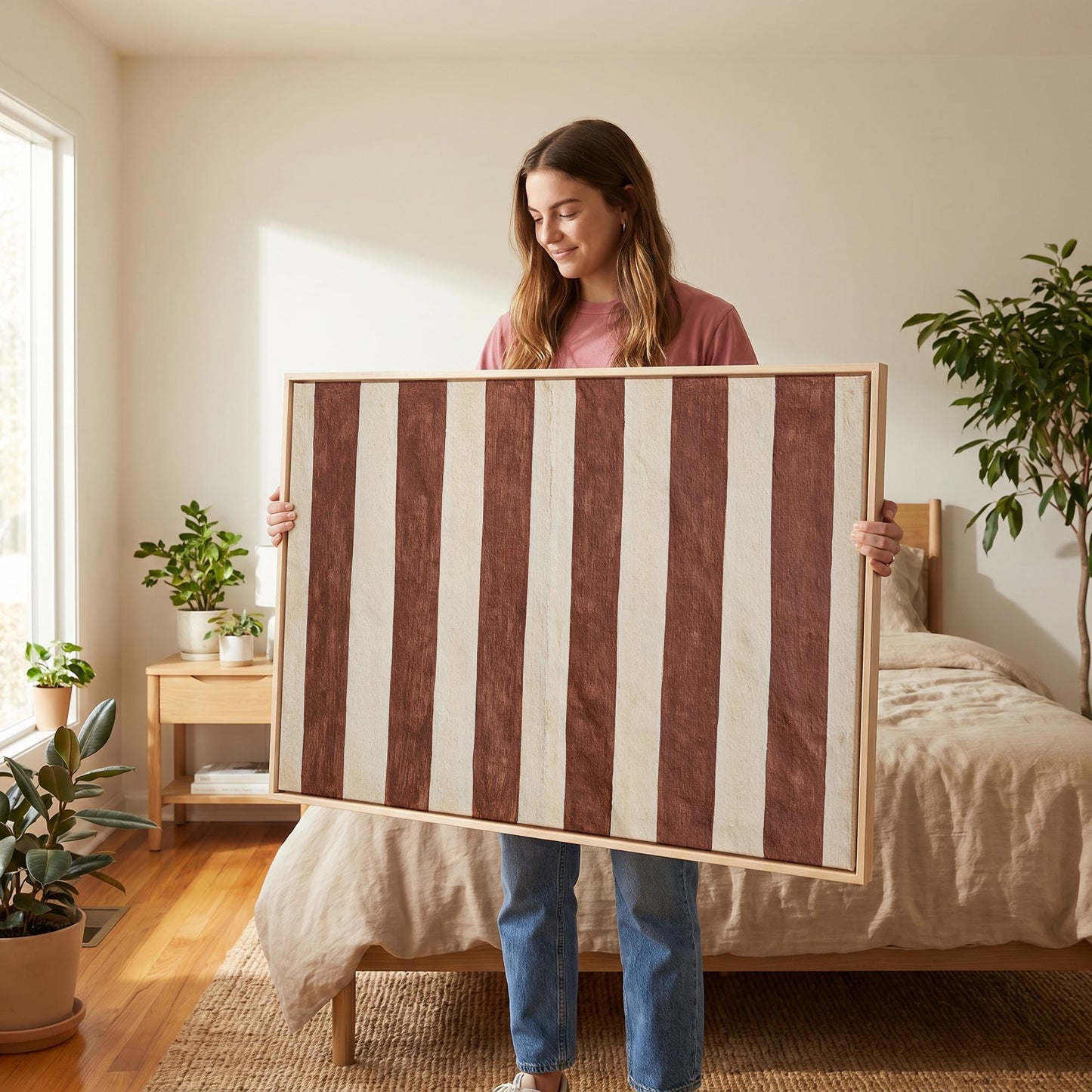 Terracotta Stripe Canvas Wall Art