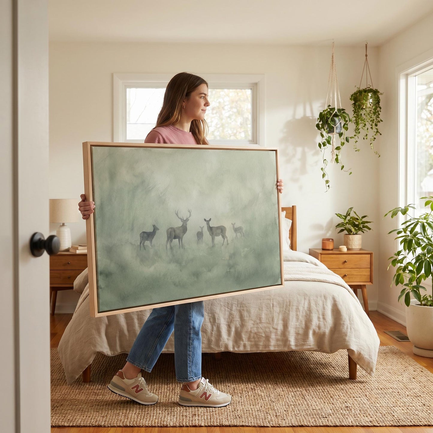 Deer Family Canvas Wall Art