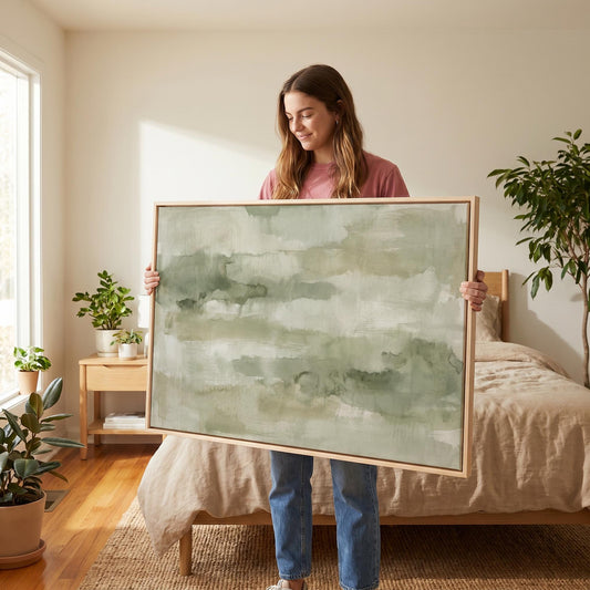 Sage Green Abstract Canvas Wall Art