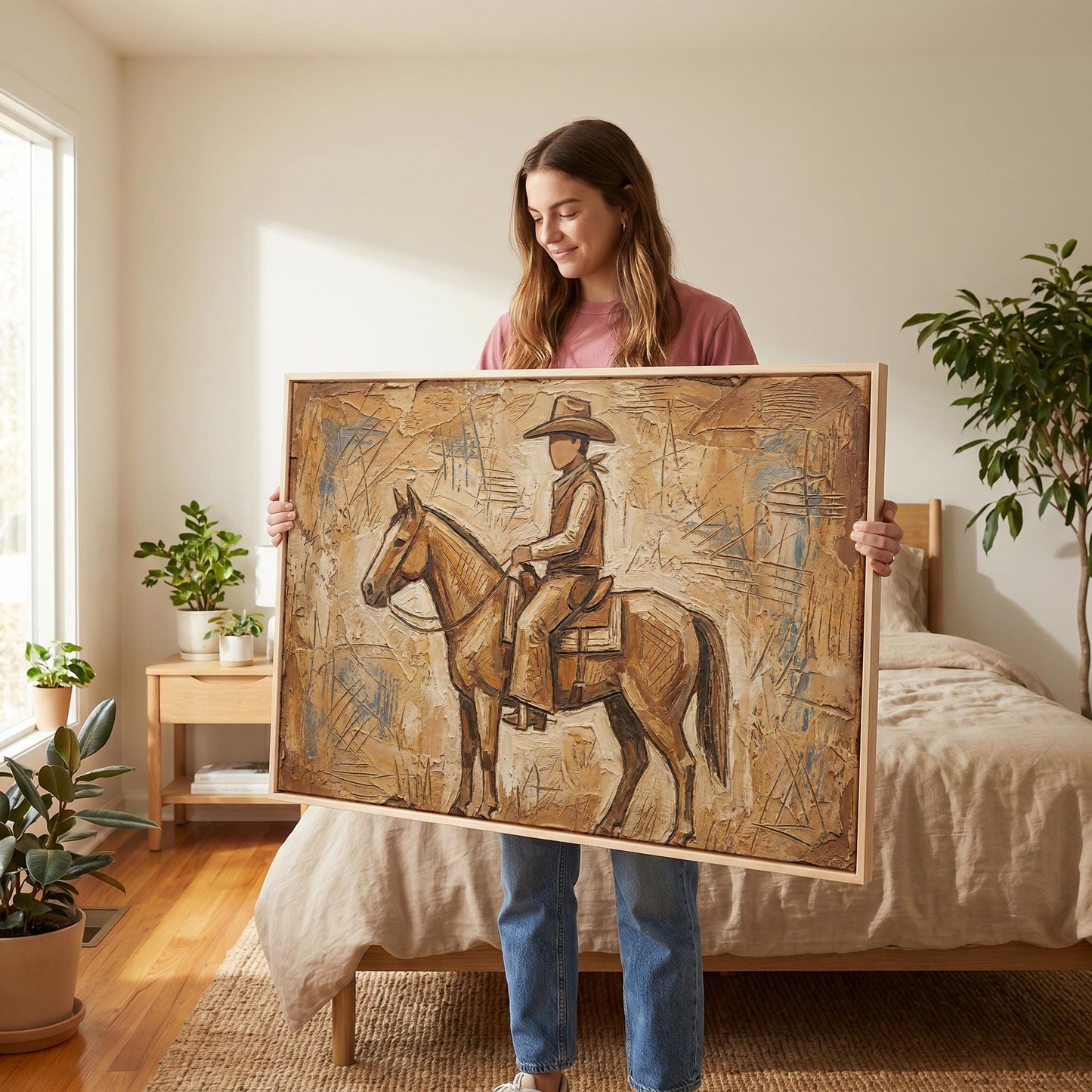 Cowboy Horse Canvas Wall Art