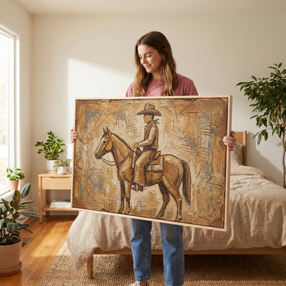 Cowboy Horse Canvas Wall Art