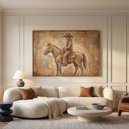 Cowboy Horse Canvas Wall Art