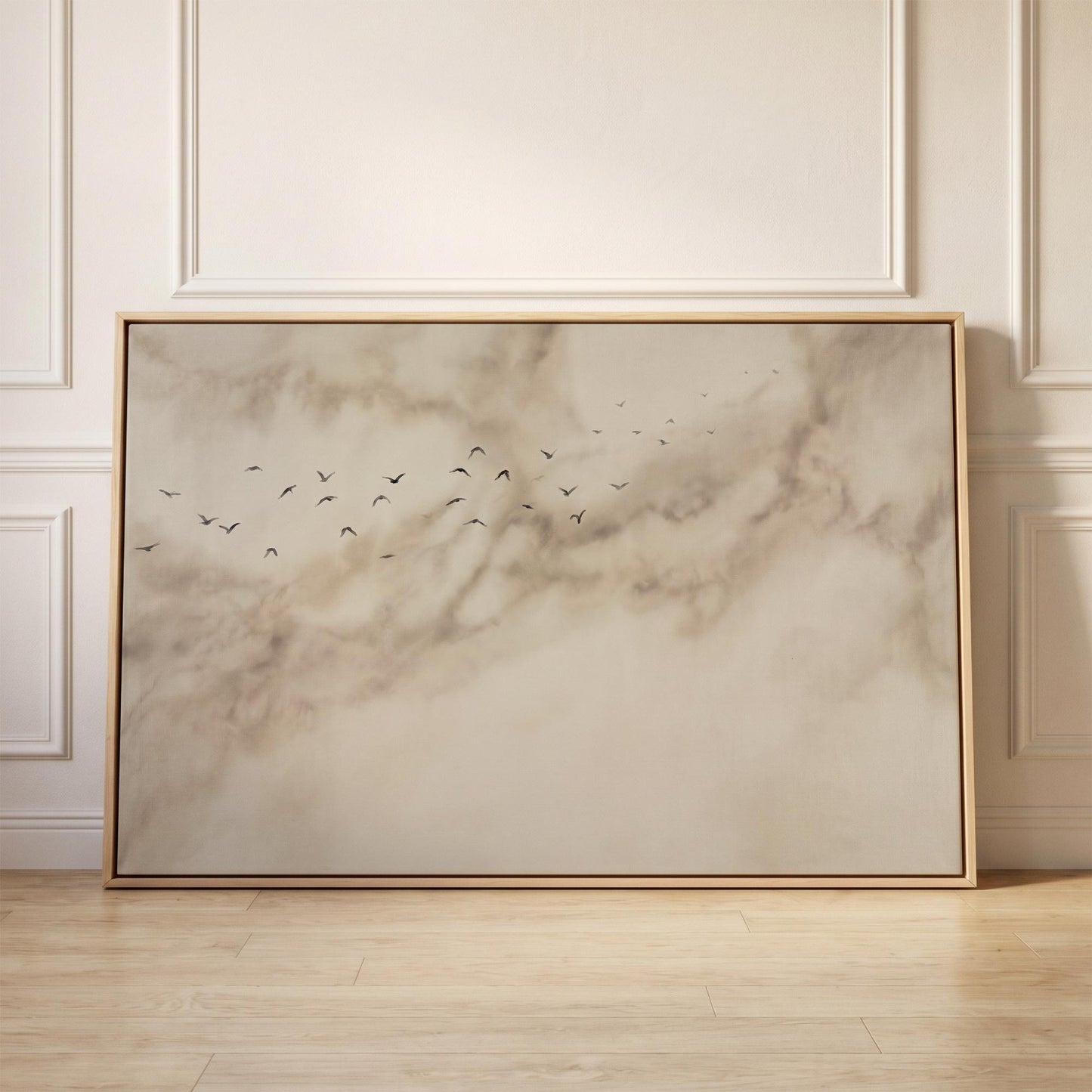 Birds in Cloudy Sky Canvas Wall Art