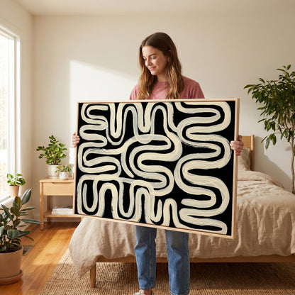 Abstract Wavy Lines Canvas Wall Art