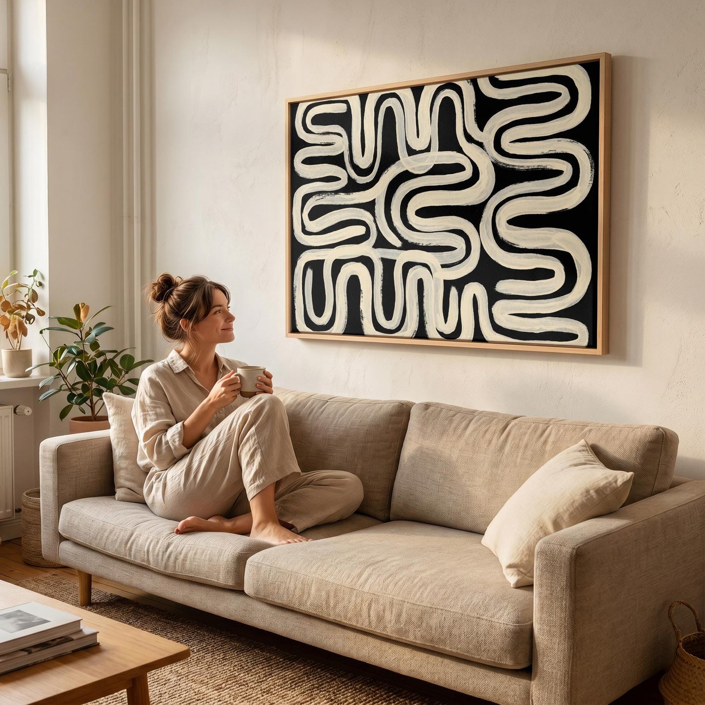Abstract Wavy Lines Canvas Wall Art