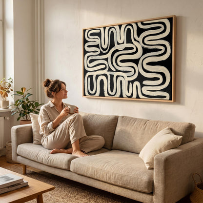 Abstract Wavy Lines Canvas Wall Art