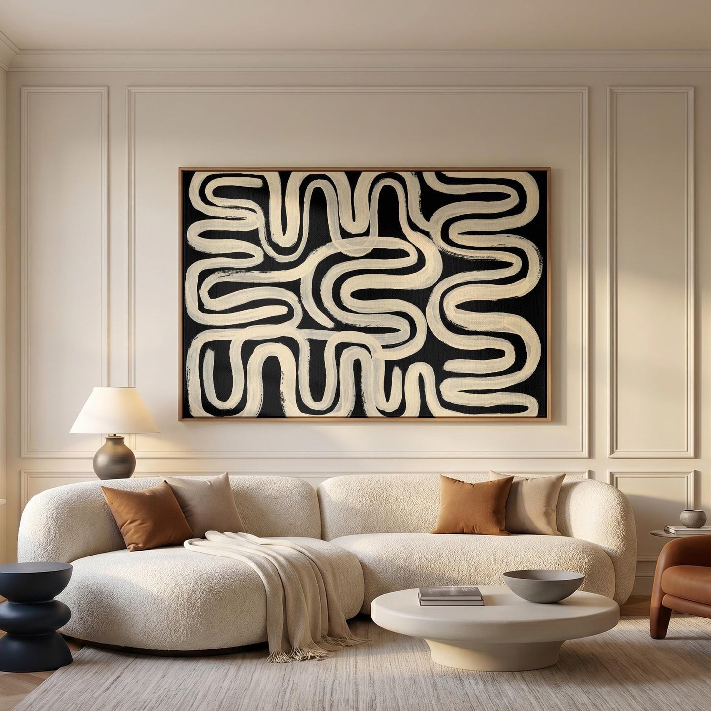 Abstract Wavy Lines Canvas Wall Art