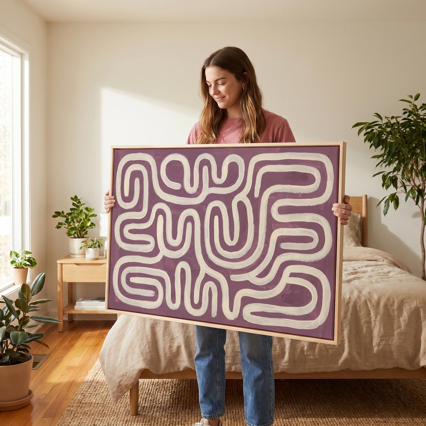 Abstract Curvy Lines Canvas Wall Art