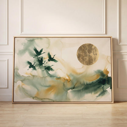Flying Cranes Canvas Wall Art