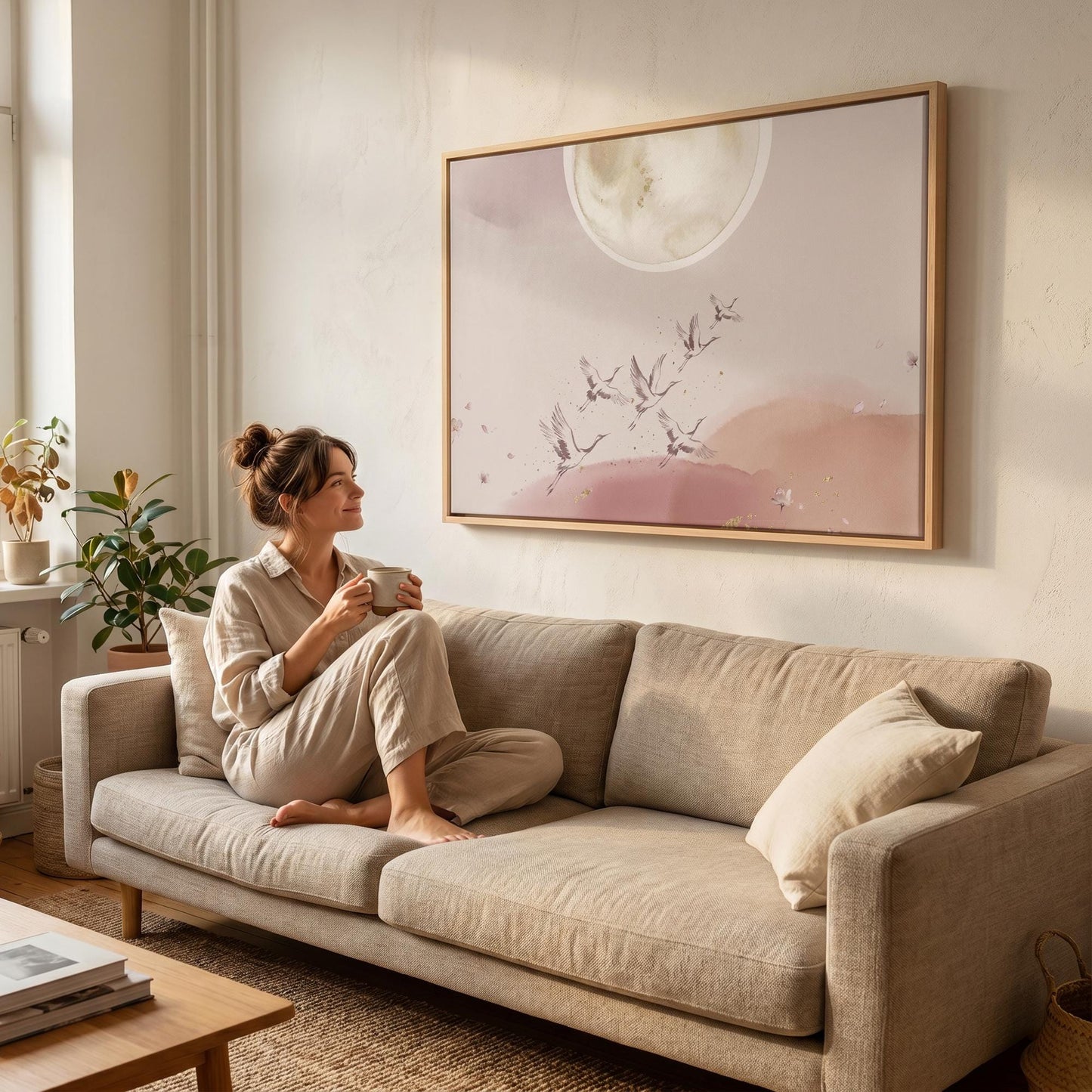 Flying Cranes Canvas Wall Art