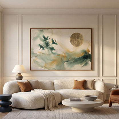 Flying Cranes Canvas Wall Art
