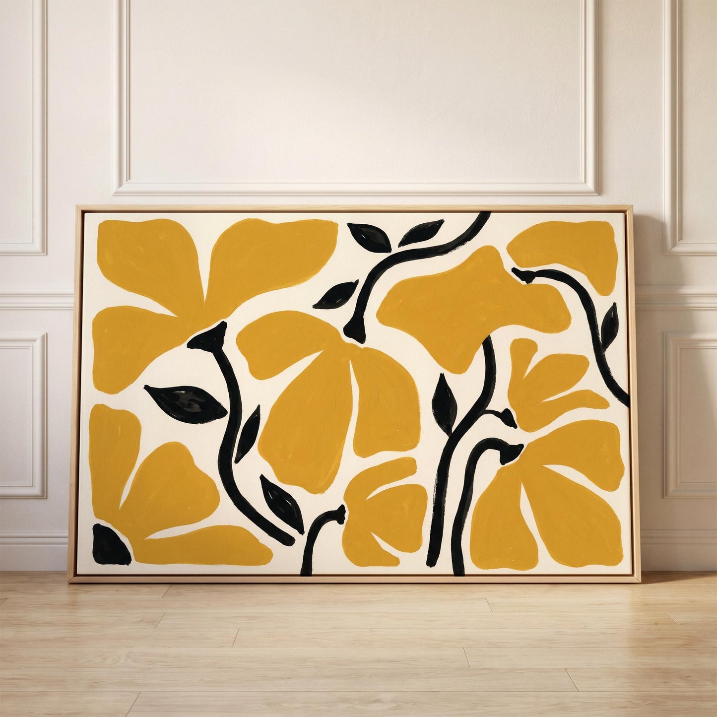 Mustard Floral Canvas Wall Art