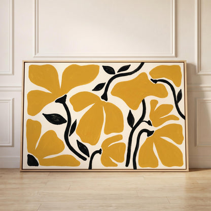 Mustard Floral Canvas Wall Art