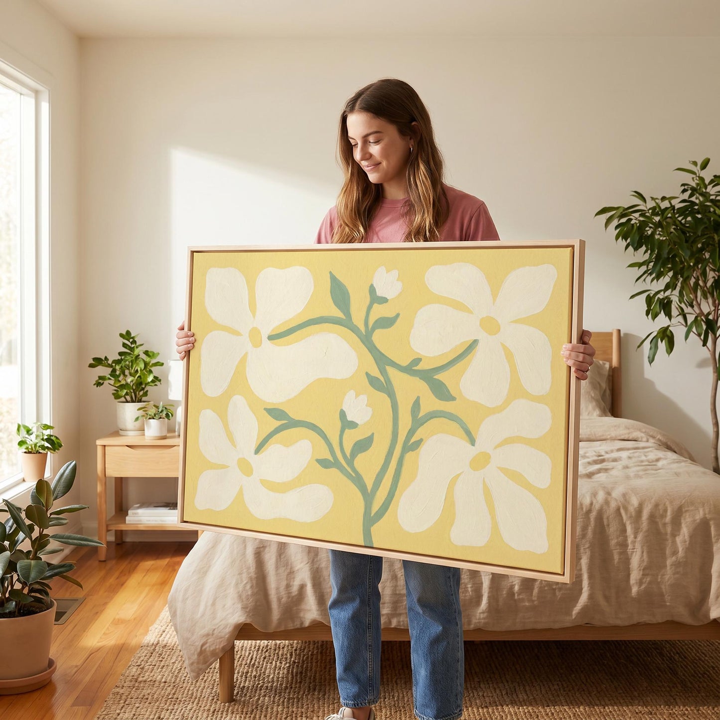 White Flower Canvas Wall Art
