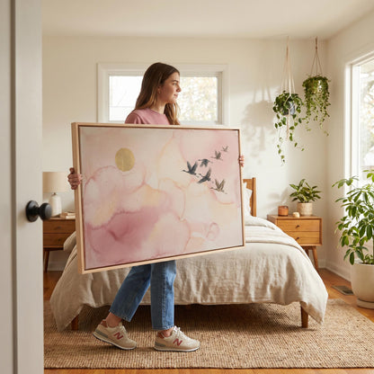 Flying Cranes Canvas Wall Art