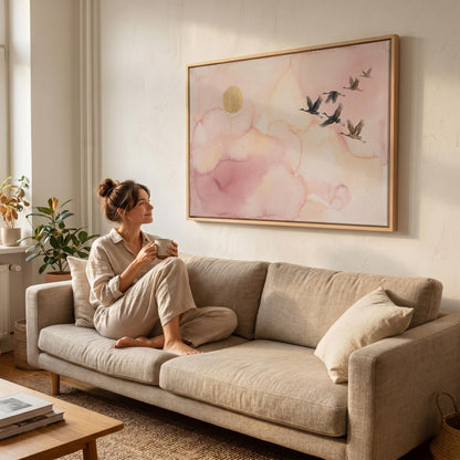 Flying Cranes Canvas Wall Art