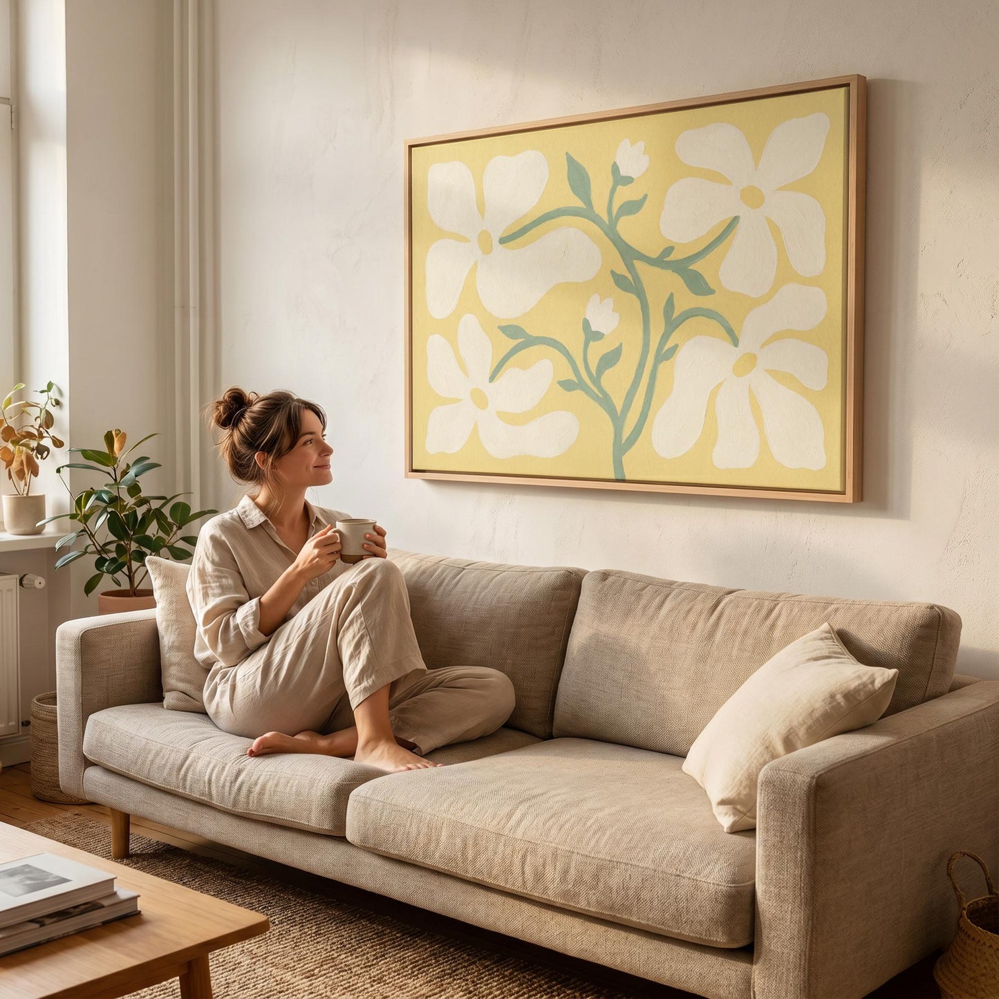 White Flower Canvas Wall Art
