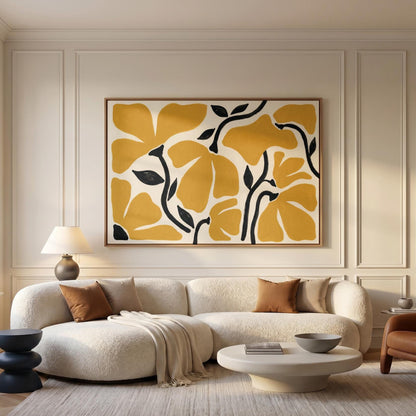Mustard Floral Canvas Wall Art