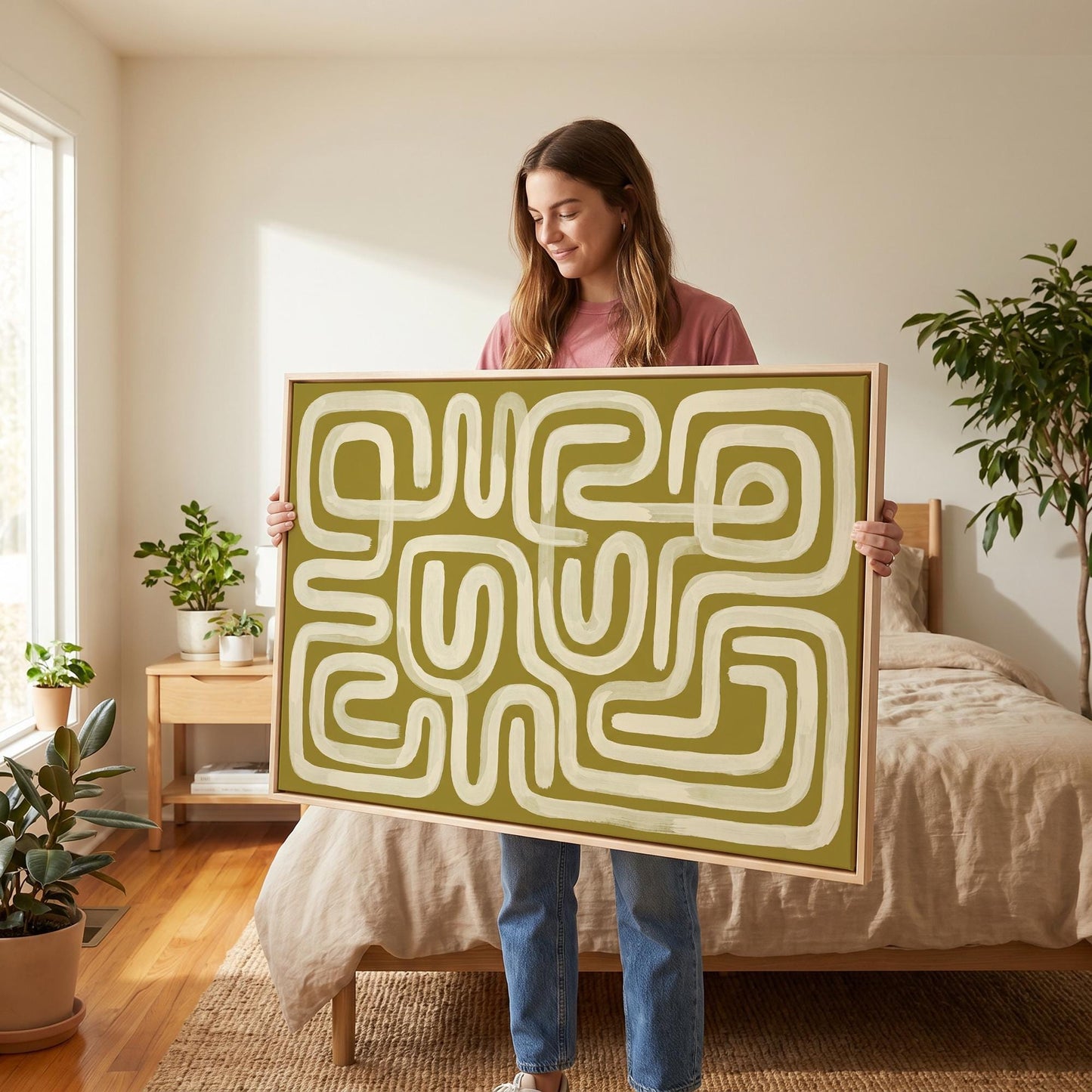Abstract Maze Lines Canvas Wall Art