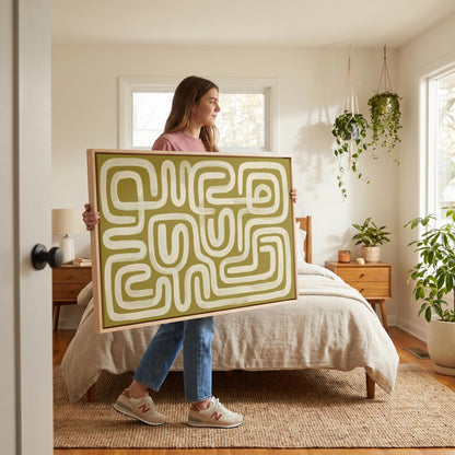 Abstract Maze Lines Canvas Wall Art