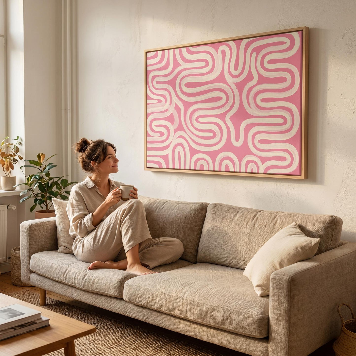 Abstract Wavy Lines Canvas Wall Art