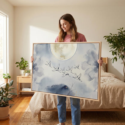 Flying Cranes Canvas Wall Art