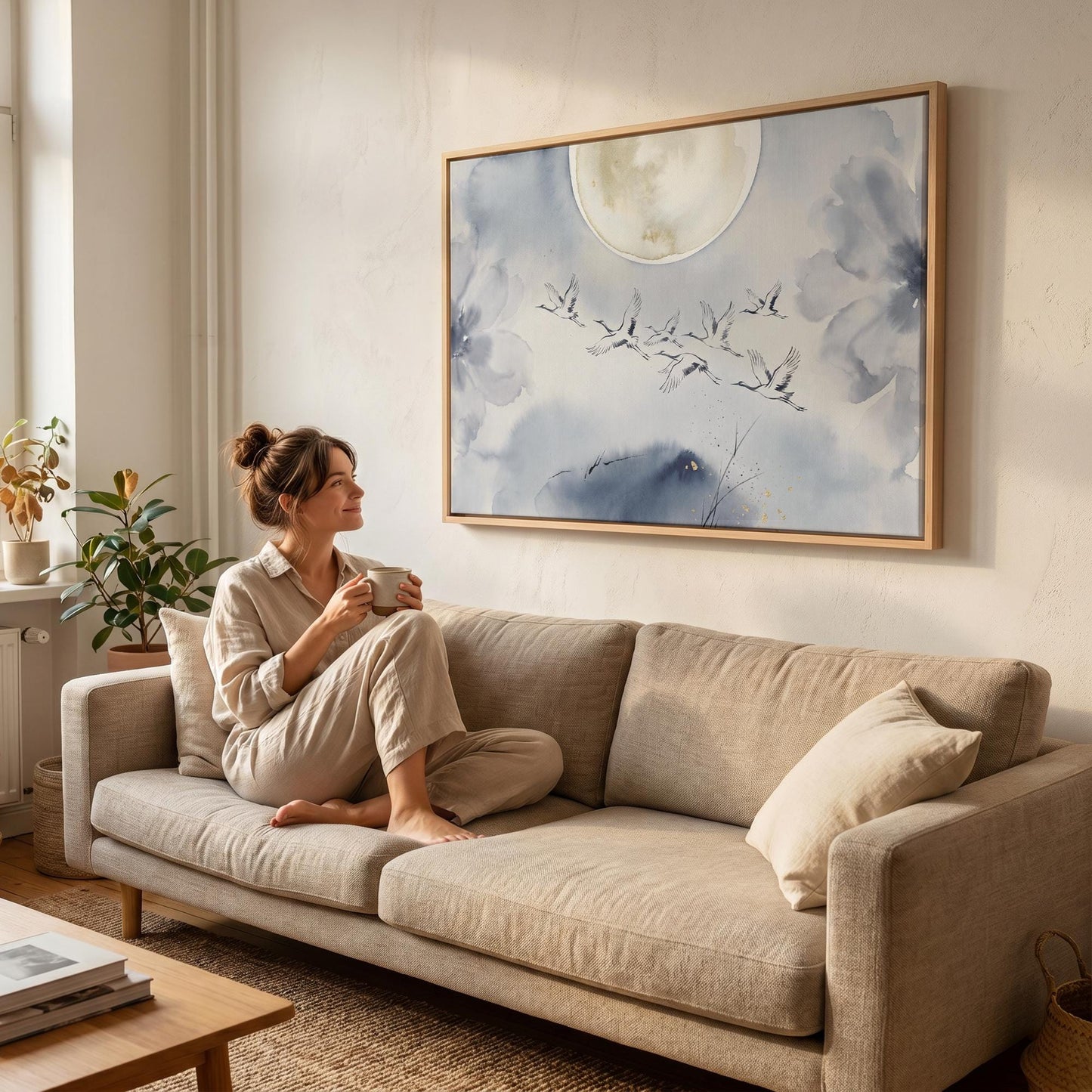Flying Cranes Canvas Wall Art