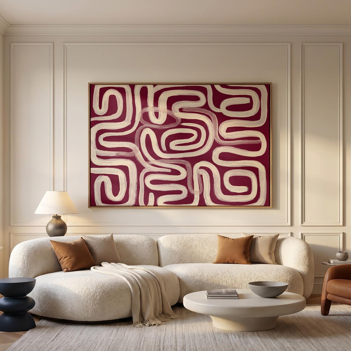 Abstract Swirl Lines Canvas Wall Art