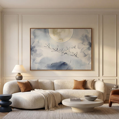 Flying Cranes Canvas Wall Art