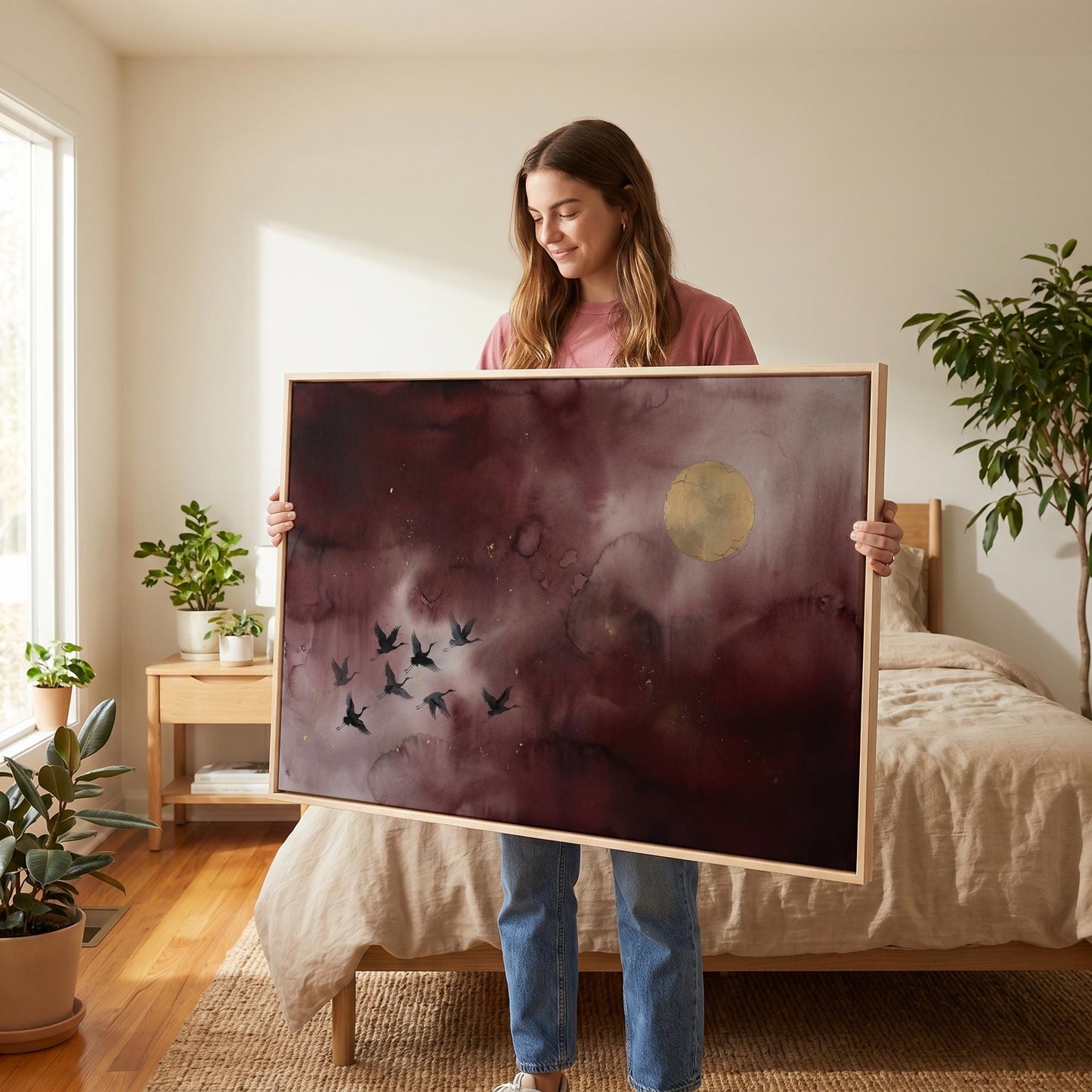 Flying Cranes Canvas Wall Art